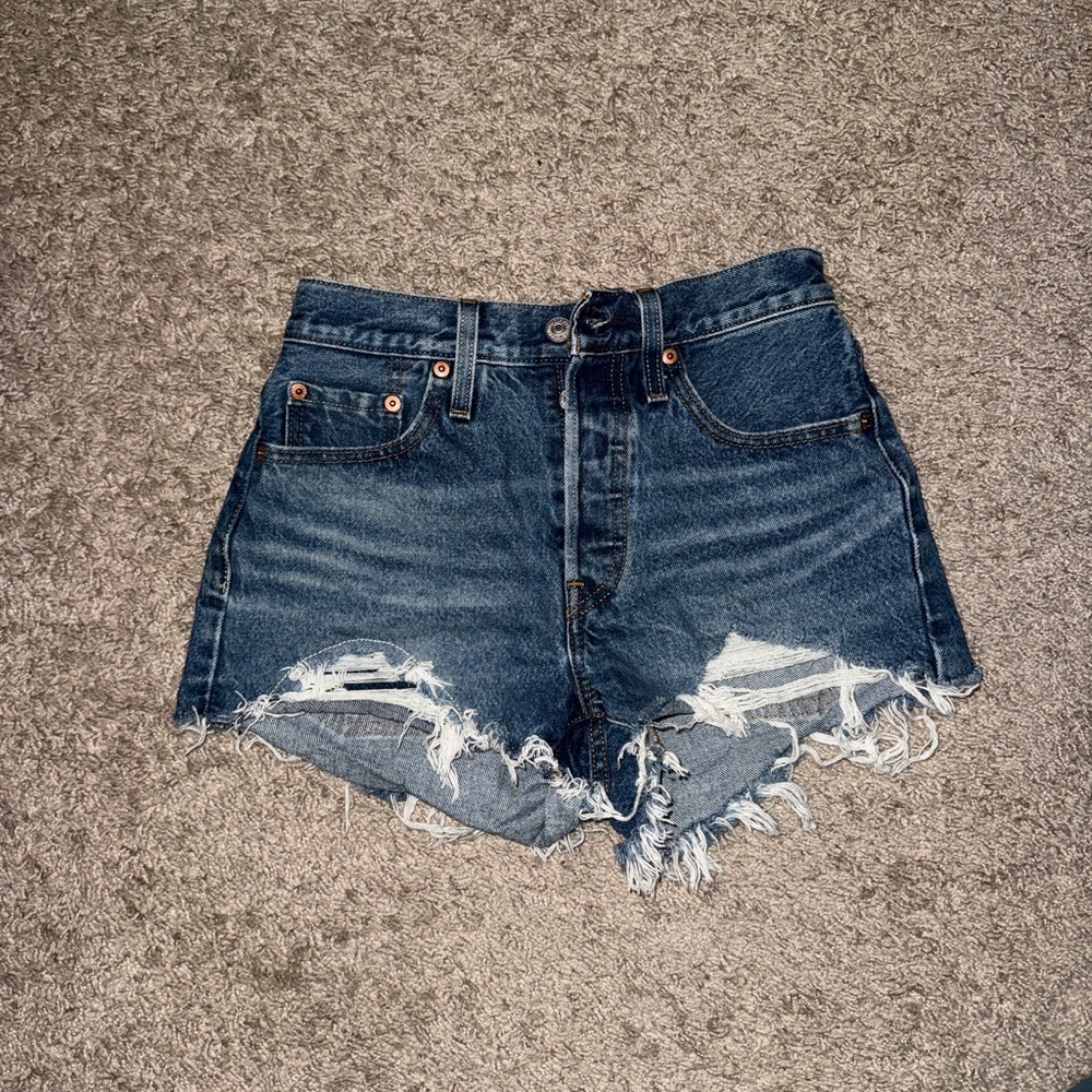 Levi's Blue Distressed Jean Shorts